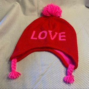 Red and pink winter hat